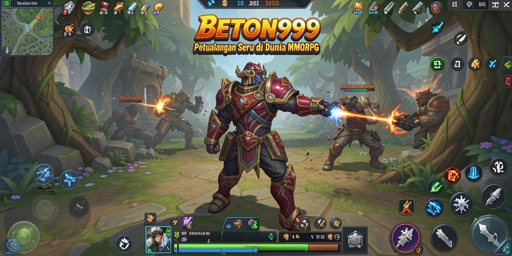 Tangkapan layar BETON999 menampilkan aksi seru dalam pertarungan MMORPG.