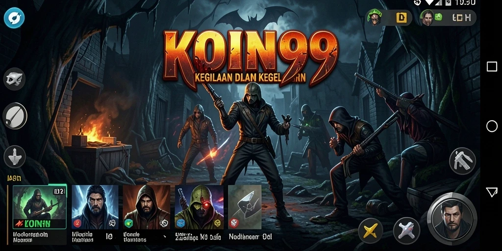 Screenshot gameplay KOIN99 menampilkan suasana horor yang mencekam.