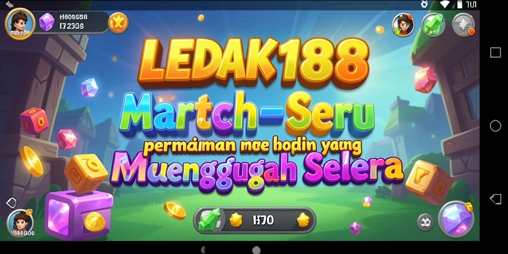 Tangkapan layar LEDAK188 menampilkan gameplay seru Match-3 yang penuh warna.