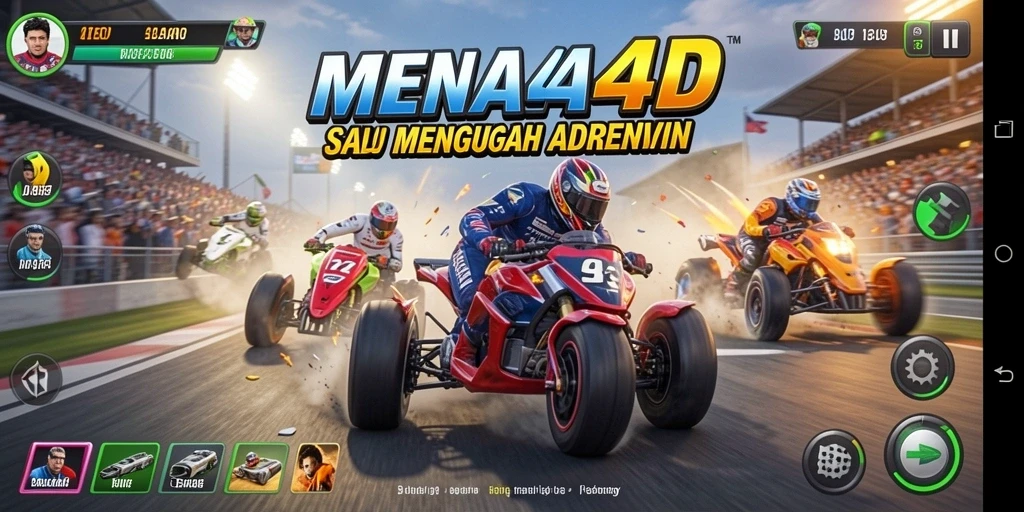 Tampilan gameplay balap seru di MENARA4D dengan lintasan yang menantang.