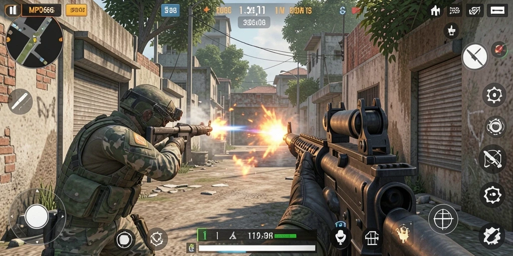 Tampilan seru gameplay MPO666 dengan karakter dan senjata beragam.