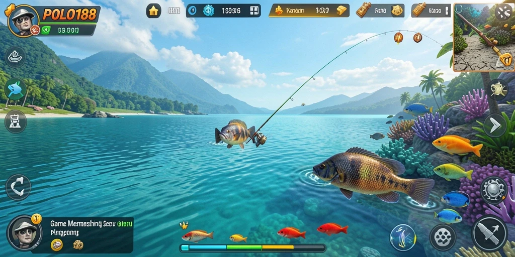 Screenshot gameplay menunjukkan aksi seru memancing di <strong>POLO188</strong>.