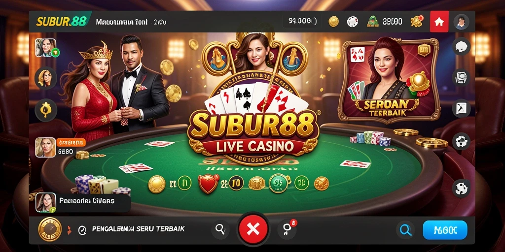 Screenshot gameplay SUBUR88 menampilkan dealer langsung dan suasana kasino yang mendebarkan.
