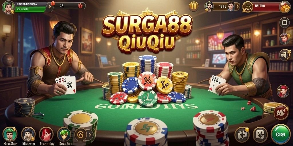 Tampilan menarik dari gameplay QiuQiu di SURGA88.